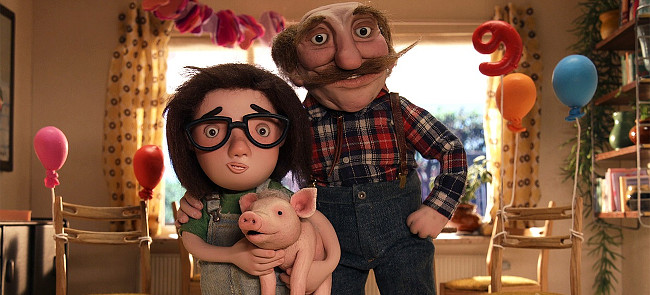 babs, grandpa and oink